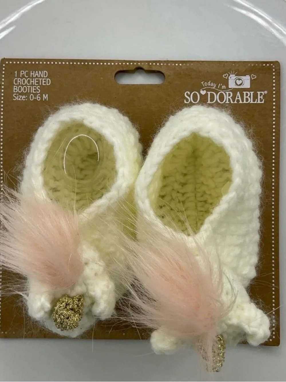 So’Dorable hand crocheted booties unicorn size 0-6M New